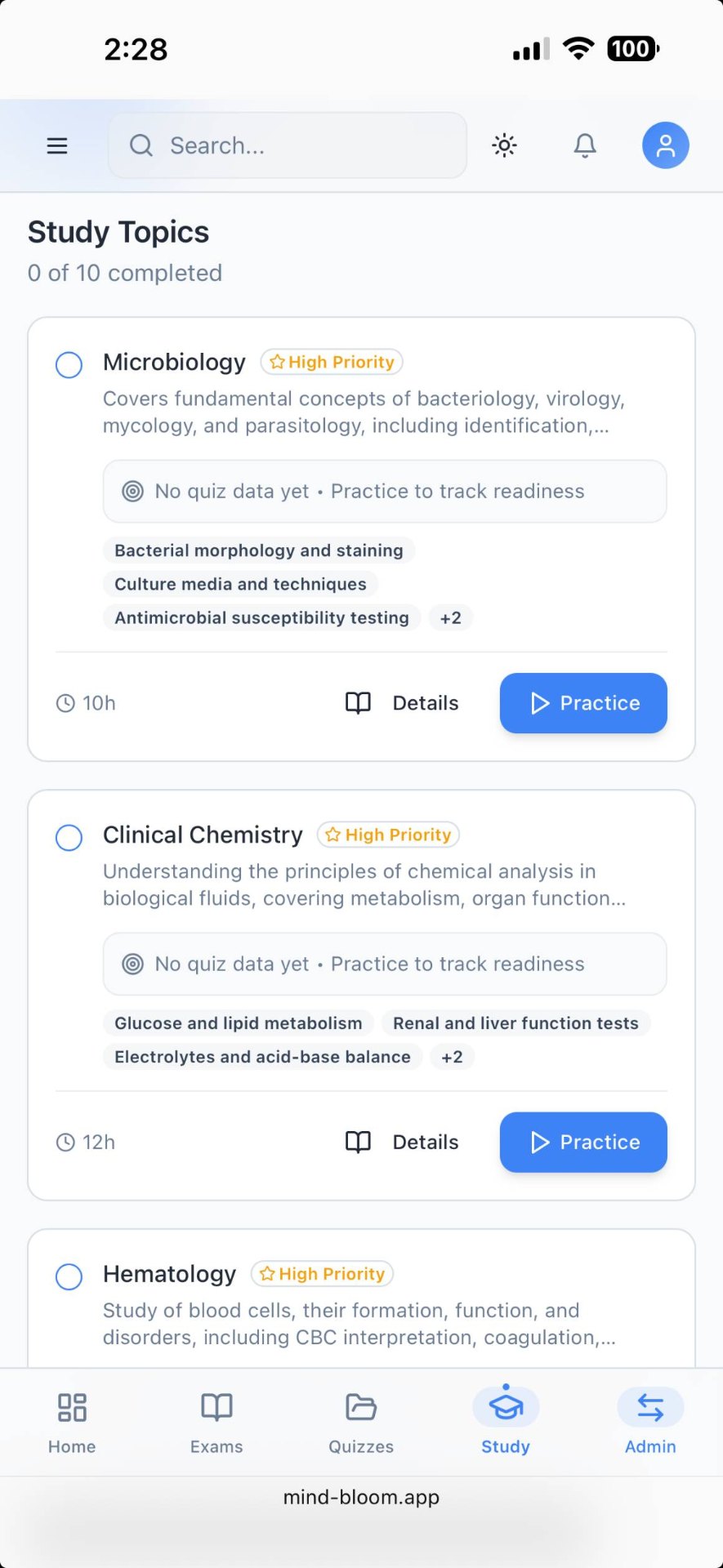 Your Personalized Roadmap to Exam Day mobile view